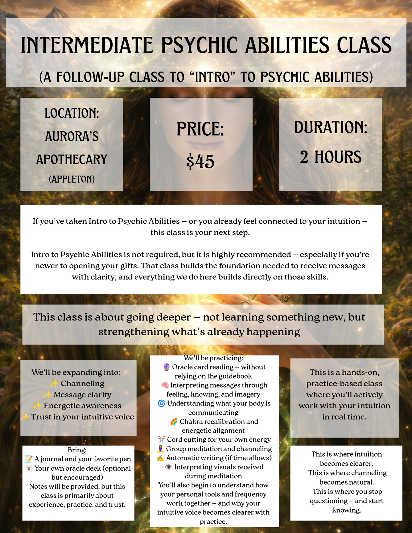 Intermediate Psychic Abilities Class w/ Kenzie