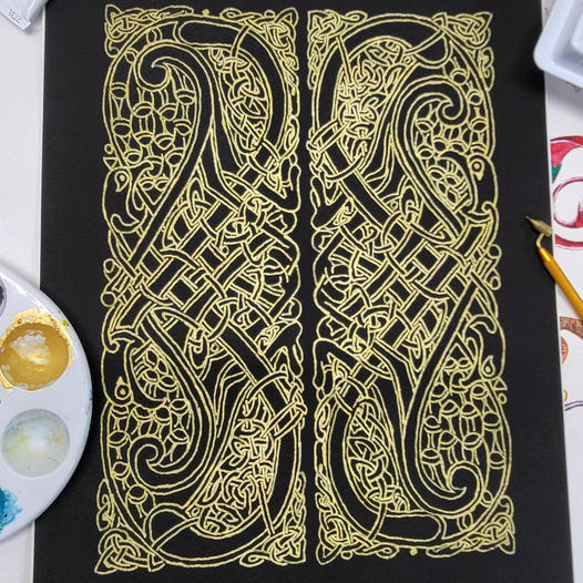 Celtic Knot Intertwined Birds Fine Art Print Book of Kells
