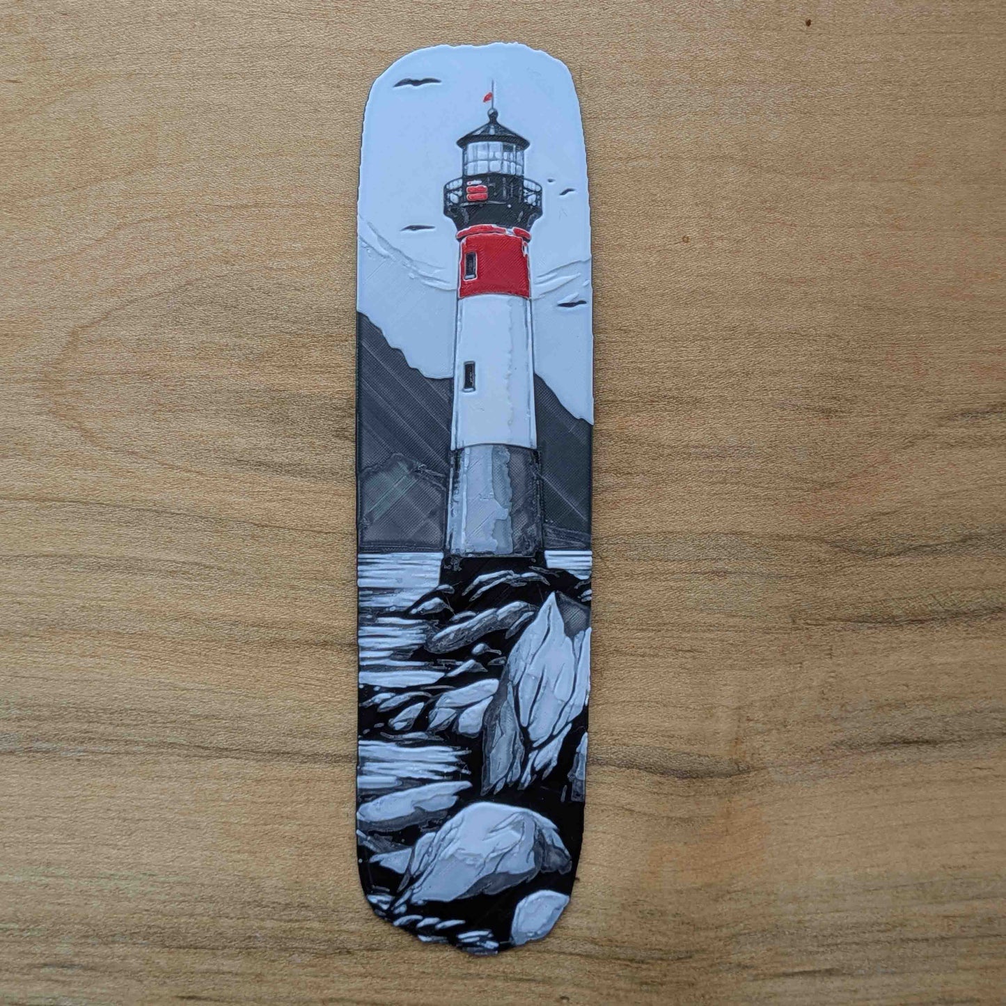 Red Lighthouse Coastal Bookmark Art Reading Gift
