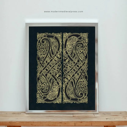 Celtic Knot Intertwined Birds Fine Art Print Book of Kells