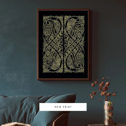 Celtic Knot Intertwined Birds Fine Art Print Book of Kells