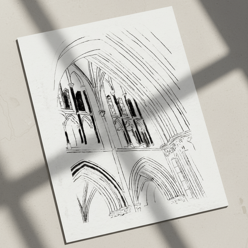 Gothic Medieval Architecture Fine Art Print Arches and Vaults