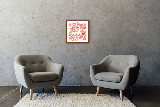 Beautiful Red Dragon Fine Art Print - 8x8 Inch