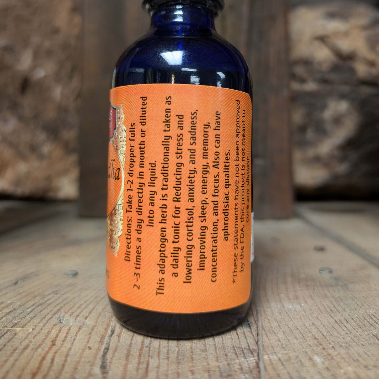 Ashwagandha tincture with dropper showcasing liquid form and organic ingredients