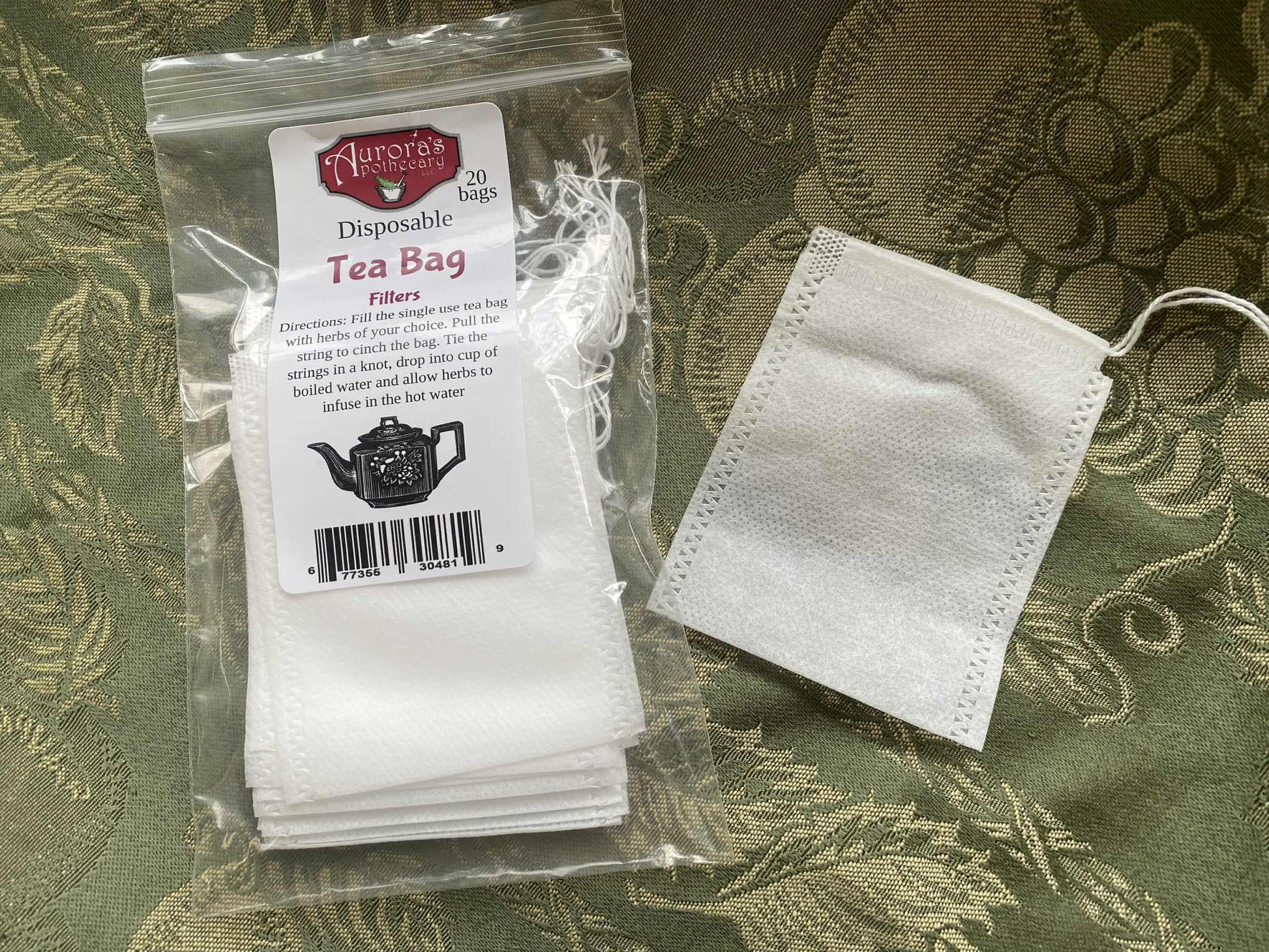 Aurora’s Apothecary Disposable Tea Bags 20 pack with drawstring for loose-leaf tea brewing