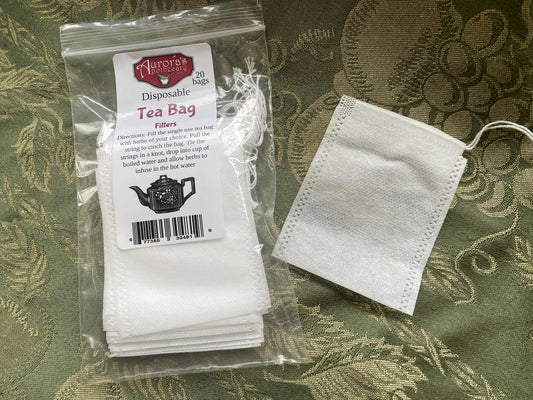 Aurora’s Apothecary Disposable Tea Bags 20 pack with drawstring for loose-leaf tea brewing