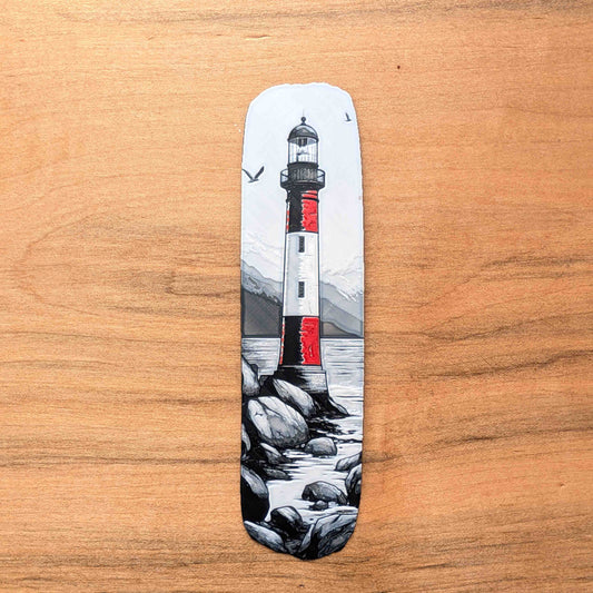 Black Red Lighthouse Coastal Bookmark Art Reading Gift