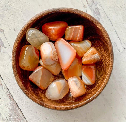 Carnelian crystal stone with warm energy for love and connections