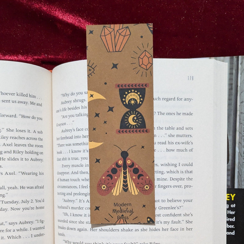 Celestial Moth Sigil Kraft Bookmark Printed Art Object