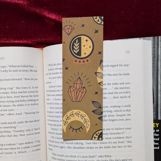 Celestial Moth Sigil Kraft Bookmark Printed Art Object