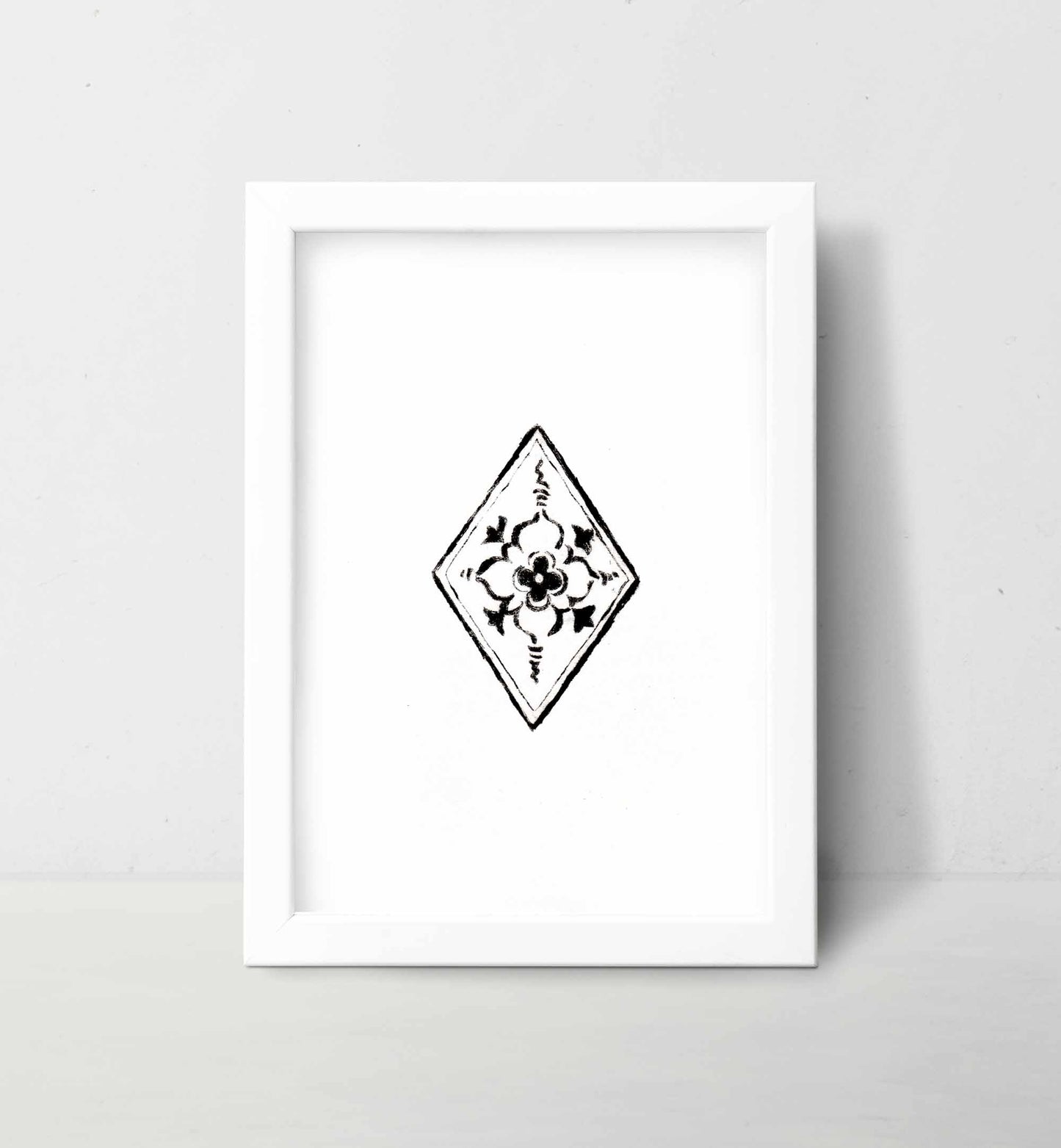 Regal Bloom Fine Art Print Medieval Tile Intaglio Botanical