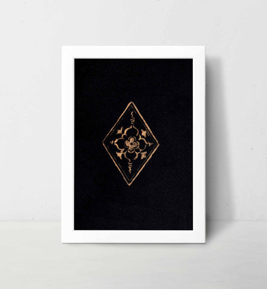 Regal Bloom Fine Art Print Medieval Tile Intaglio Botanical