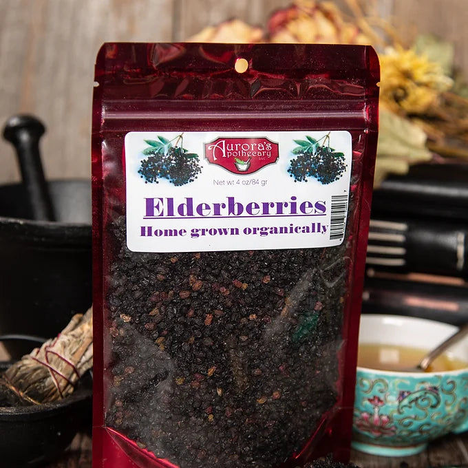 Premium dried elderberries in a 4 oz size, perfect for making syrups and teas.