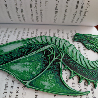 Emerald Dragon Bookmark Textured Fantasy Gift