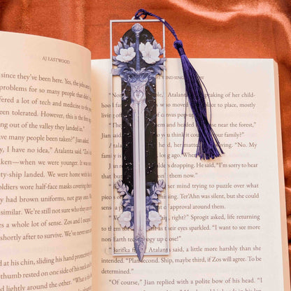 Floral Sword Bookmark Fantasy Bookmark Long Tassel Page Saver