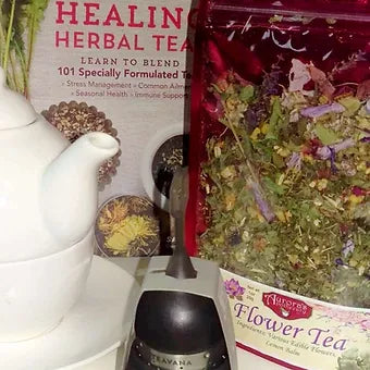 Flower Tea herbal blend with colorful dried flower petals for relaxation