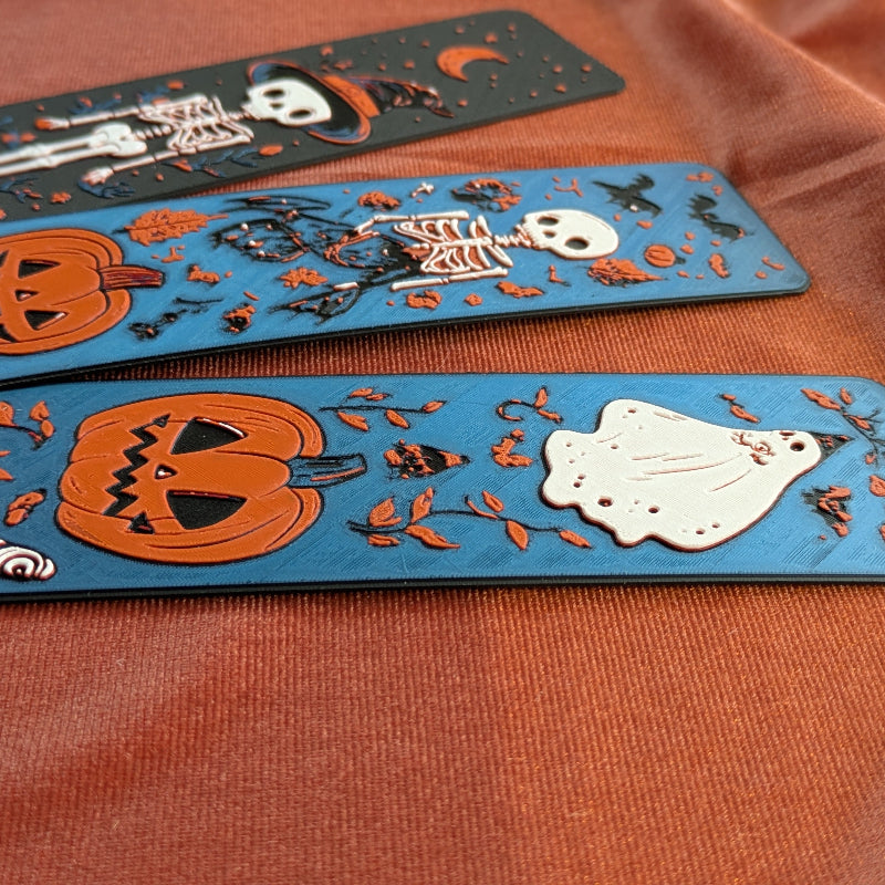 Ghost & Pumpkin Textured Bookmark