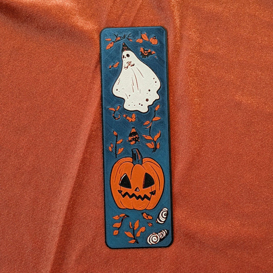 Ghost & Pumpkin Textured Bookmark