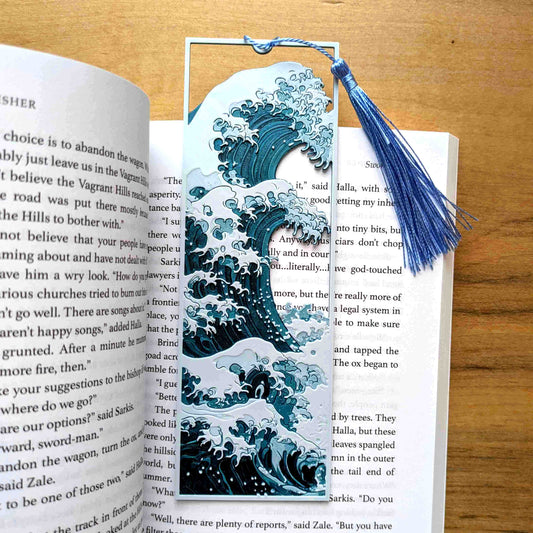 Great Wave Inspired Art Bookmark Tassel Fantasy Reading Gift