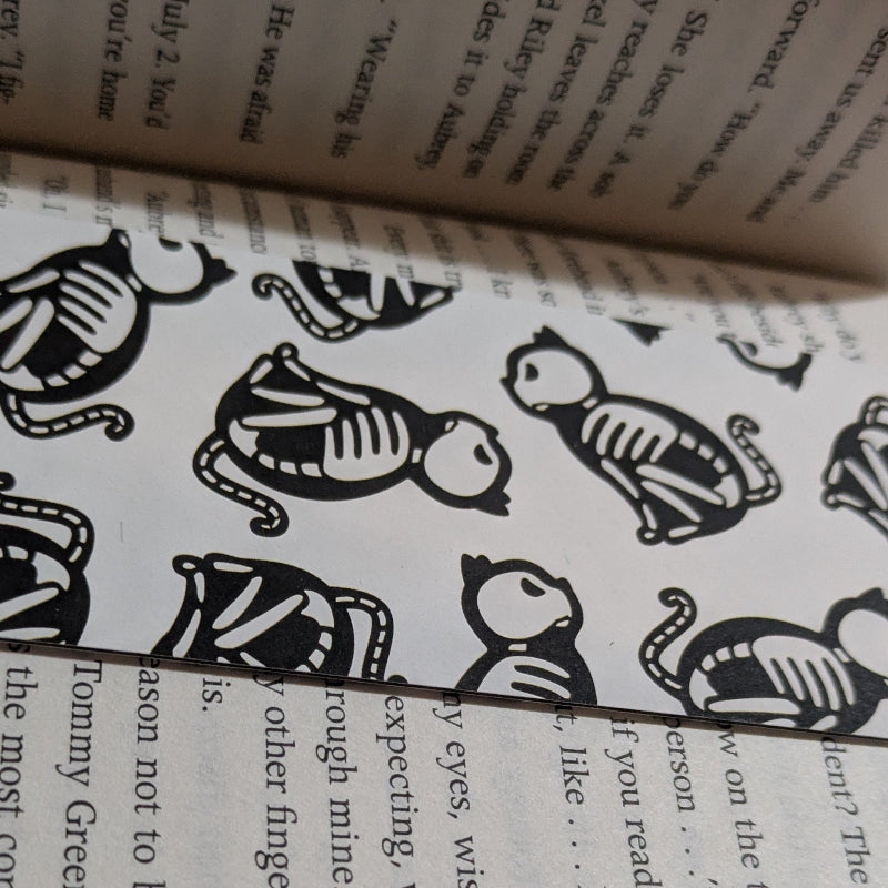 Medieval Cat Skeleton Bookmark Paper Keepsake for Readers