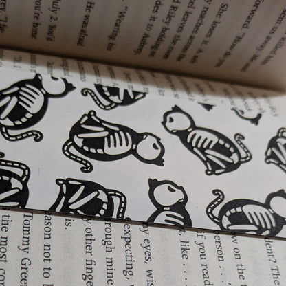 Medieval Cat Skeleton Bookmark Paper Keepsake for Readers