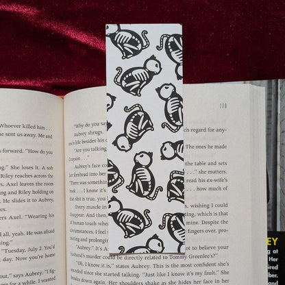 Medieval Cat Skeleton Bookmark Paper Keepsake for Readers
