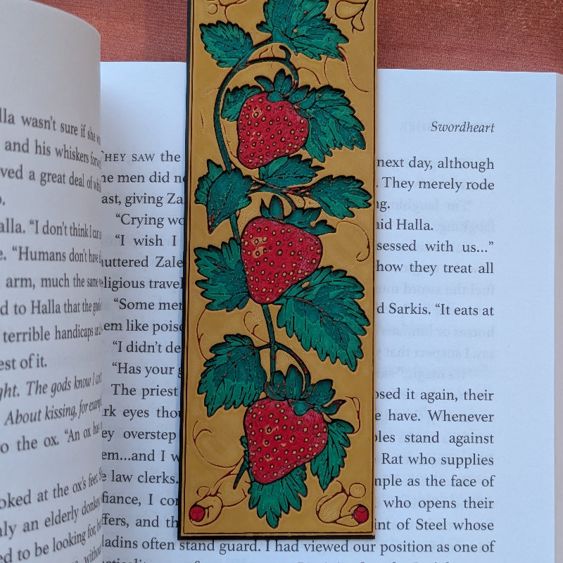 Strawberry Vine Bookmark Textured Gothic Reader Gift
