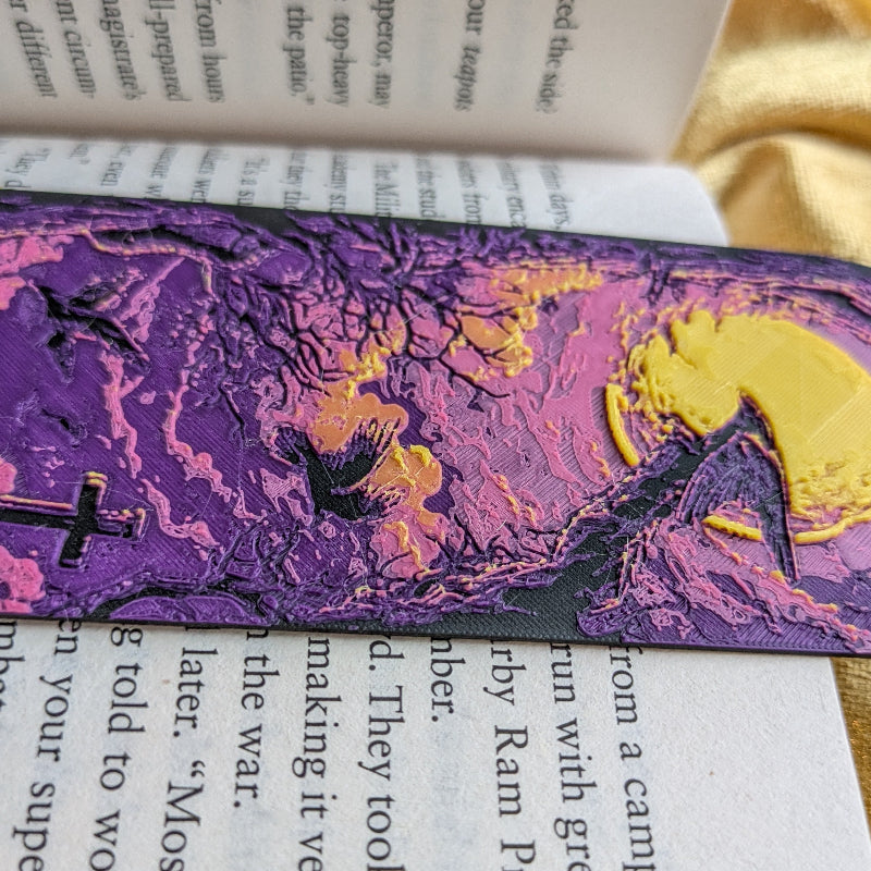 Moonlit Graveyard Purple Bookmark Art Keepsake