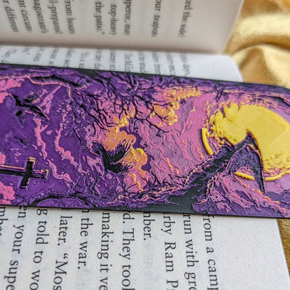 Moonlit Graveyard Purple Bookmark Art Keepsake