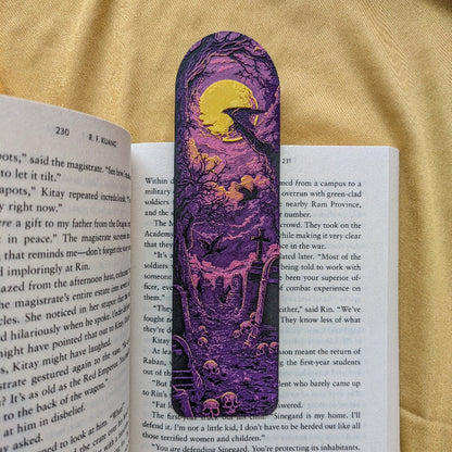 Moonlit Graveyard Purple Bookmark Art Keepsake