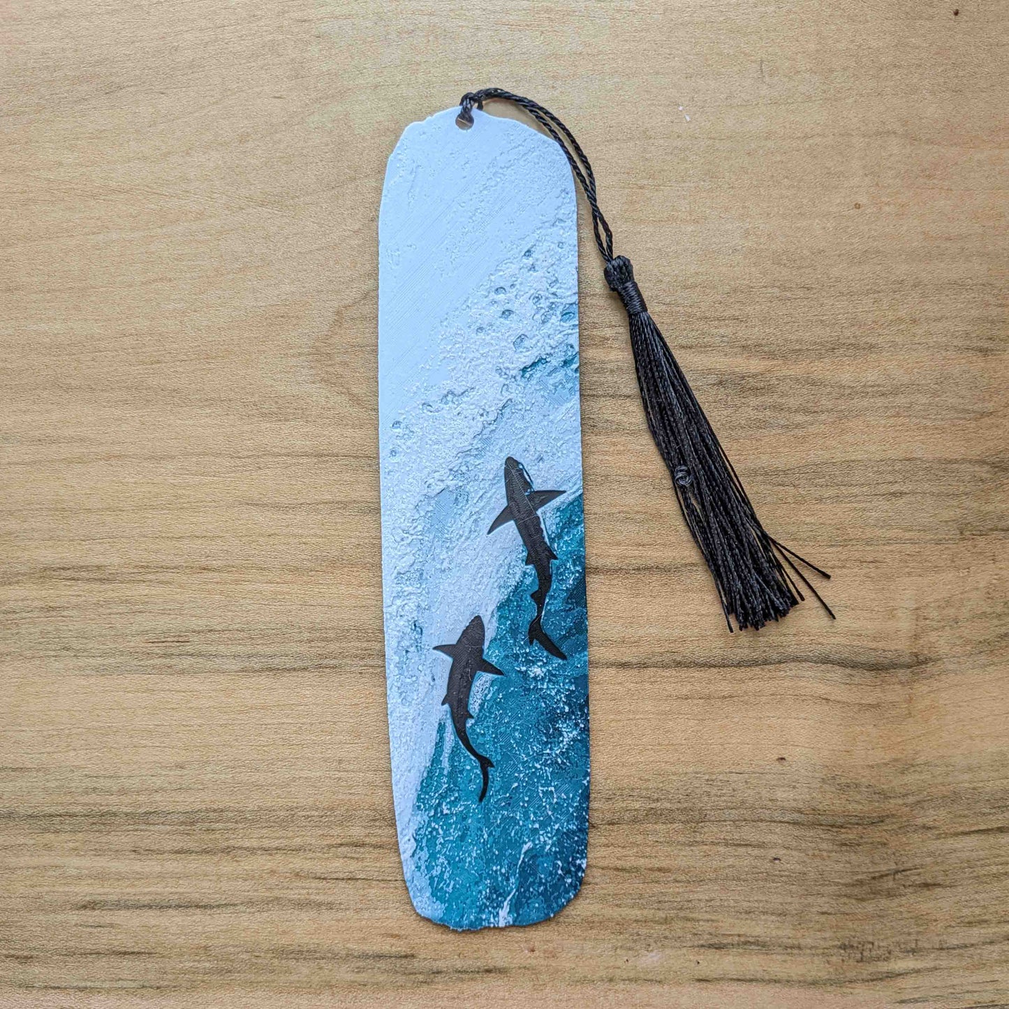 Ocean Depths Shark Art Bookmark — With Tassel