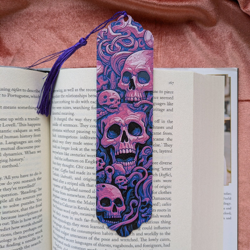 Purple Skull Folklore Bookmark 6x2 Art Reader Gift