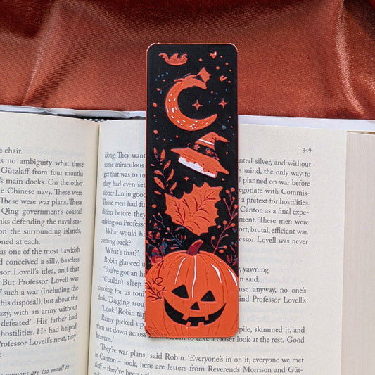 Pumpkin Moon Illustrated Bookmark 2x6 Art Bookmark Reader Gift