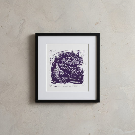 Purple Hodag Folklore Art Print Archival Reproduction Wall Art