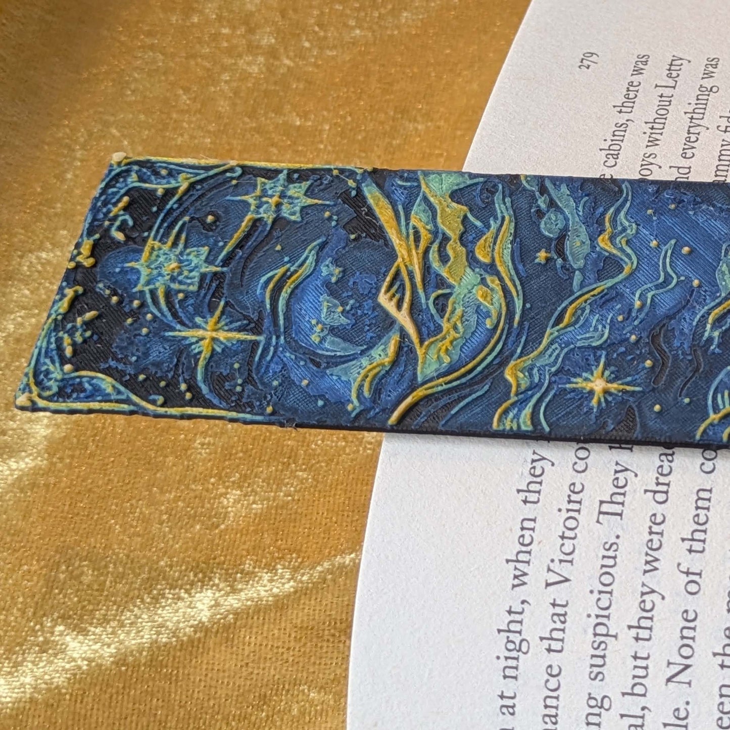 Starry Night Sky Bookmark, Flowing Stars, Slim Art Bookmark