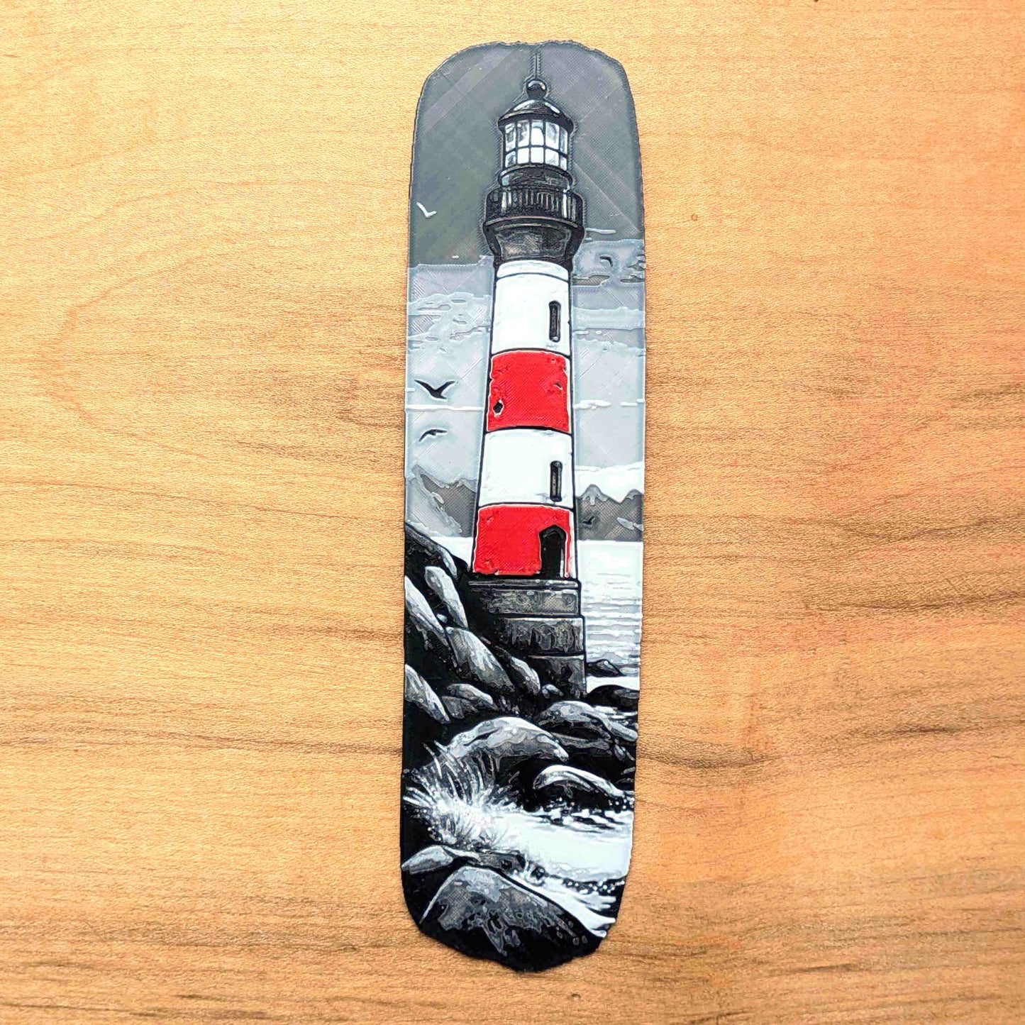 Striped Lighthouse Coastal Bookmark Art Reading Gift